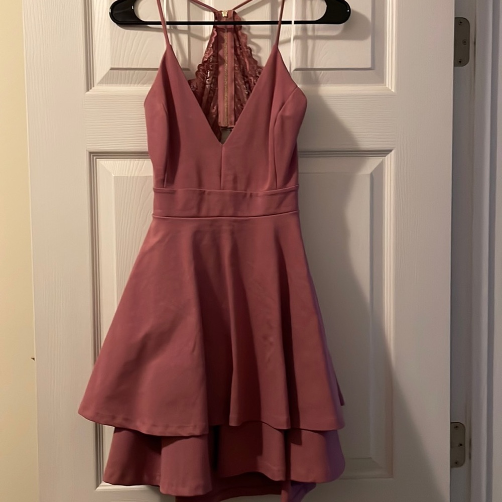 Pink midi cutout back dress
